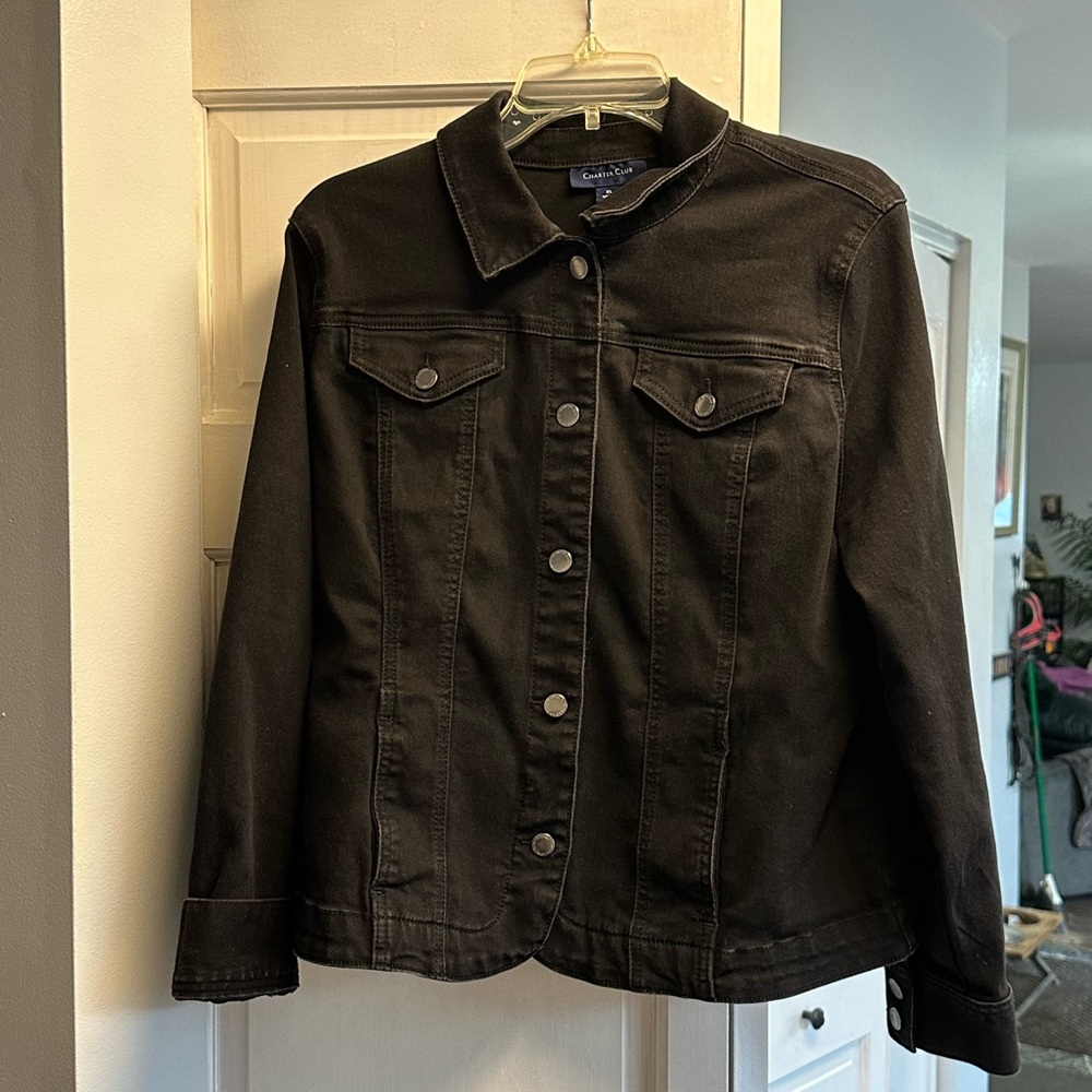 Charter Club Black Denim Jacket -sz XL